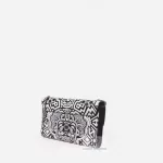 Furla black and white graphic-print wallet on chain on white background