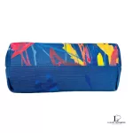 Desigual blue multicolour painterly tote bag, top view with zip