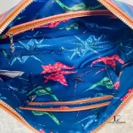 Desigual blue multicolour painterly tote bag, interior with floral-print lining