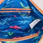 Desigual blue multicolour painterly tote bag, interior with zipped pockets