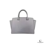 Michael Kors Selma grey Saffiano satchel, back view