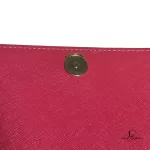 Tory Burch coral pink leather clutch with gold-tone chain, flap interior and gold-tone clasp