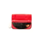 Furla red suede and leather clutch with gold-tone chain, front view