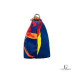 Desigual blue multicolour painterly tote bag, side view