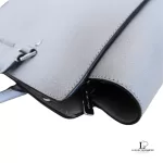 Michael Kors Selma grey Saffiano satchel, close-up of base corner