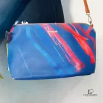 Desigual blue multicolour painterly tote bag, bag with strap attached