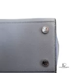 Michael Kors Selma grey Saffiano satchel, base with metal feet