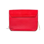Furla red suede and leather clutch with gold-tone chain, back view