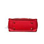 Furla red suede and leather clutch with gold-tone chain, top view