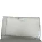 Coach lavender signature monogram billfold wallet, opened to show the inner compartments