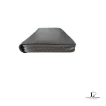 Celine taupe leather long zip-around wallet, slim side profile with zip