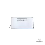 Pre-loved Marc by Marc Jacobs white leather zip-around long wallet, front view – secondhand designer, NZ