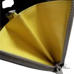 Celine taupe leather long zip-around wallet, bright yellow interior and zip