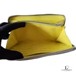 Celine taupe leather long zip-around wallet, opened to show interior compartments
