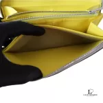 Celine taupe leather long zip-around wallet, opened to show interior compartments