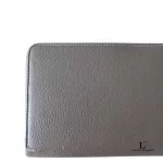Celine taupe leather long zip-around wallet, grained leather front