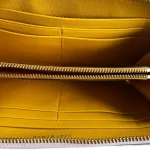 Tory Burch floral long zip wallet with pink panel, mustard-yellow interior and card slots