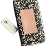 Tory Burch floral long zip wallet with pink panel, with Tory Burch card