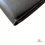 Celine taupe leather long zip-around wallet, close-up of grained leather and zip edge