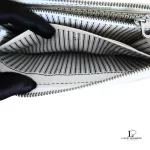 Marc by Marc Jacobs white leather zip-around long wallet, striped interior lining and card slots