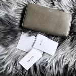 Pre-loved Celine taupe leather long zip-around wallet, with authenticity card – secondhand designer, NZ