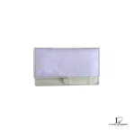 Pre-loved Coach lavender signature monogram billfold wallet, front view – secondhand designer, NZ