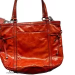 Coach orange patent leather two-way tote bag, view 7