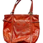 Coach orange patent leather two-way tote bag, view 6
