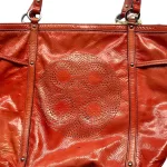 Coach orange patent leather two-way tote bag, view 4