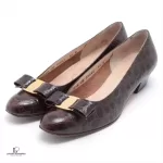 Salvatore Ferragamo Vara brown leather pumps, size US 6.5 B, view 2