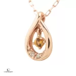 Pre-loved 4°C citrine and diamond 10K pink gold necklace, front view – secondhand designer, NZ