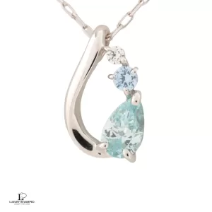 Pre-loved 4°C coloured stone 10K white gold necklace, front view – secondhand designer, NZ