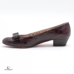 Salvatore Ferragamo Vara brown leather pumps, size US 6.5 B, view 5