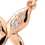 agete diamond butterfly 10K pink gold necklace, view 2
