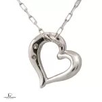 4°C diamond heart 10K white gold necklace, view 2