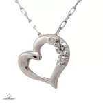 Pre-loved 4°C diamond heart 10K white gold necklace, front view – secondhand designer, NZ