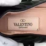 Valentino Garavani black leather pointed-toe ballet flats, size 36, view 8