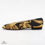 Hermes yellow and black scarf fabric flat shoes, size 36, view 5