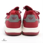 Emporio Armani EA7 red and white mesh men's sneakers, size US 9.5, view 3