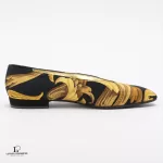 Hermes yellow and black scarf fabric flat shoes, size 36, view 4
