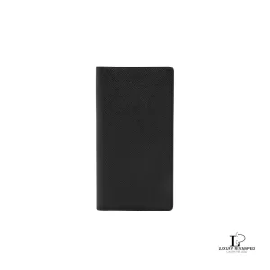 Pre-loved Louis Vuitton Taiga Porte Valeurs Cult Credit black leather long wallet M30392, front view – secondhand designer, NZ