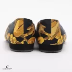 Hermes yellow and black scarf fabric flat shoes, size 36, view 3