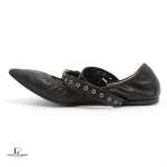 Valentino Garavani black leather pointed-toe ballet flats, size 36, view 5