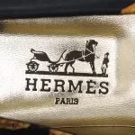 Hermes yellow and black scarf fabric flat shoes, size 36, view 8