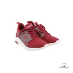 Pre-loved Emporio Armani EA7 red and white mesh men's sneakers, size US 9.5, front view – secondhand designer, NZ