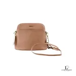 Pre-loved Furla blush pink leather chain shoulder bag, front view – secondhand designer, NZ