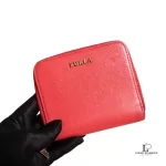 Furla red Saffiano leather short zip wallet, view 2