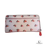 Coach red and cream heart-print PVC full zip long wallet, view 15