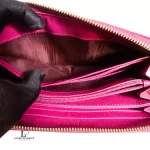 Furla magenta pebbled leather long full zip wallet, view 2