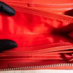 Coach red and cream heart-print PVC full zip long wallet, view 6